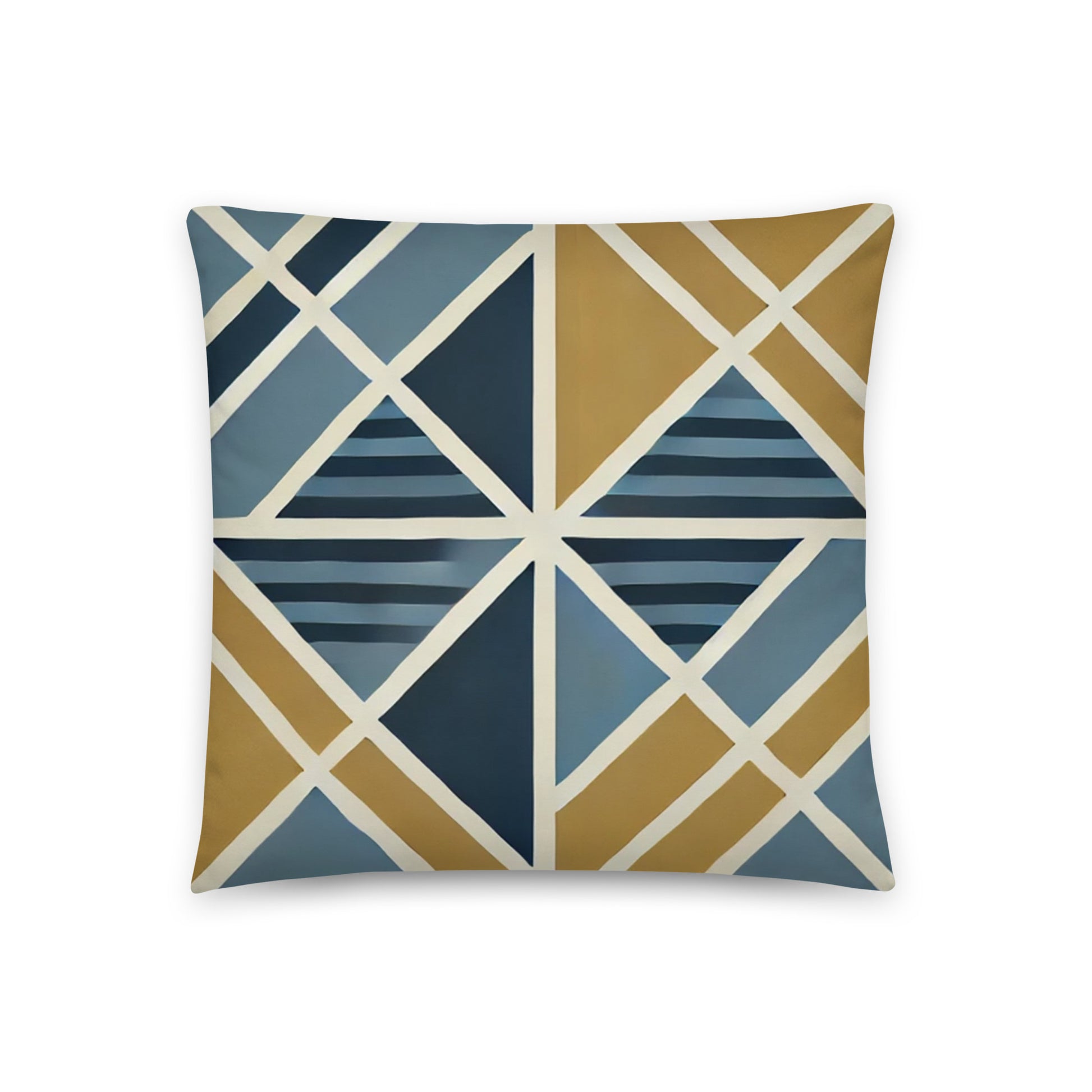 coussin geometrique bleu et doré