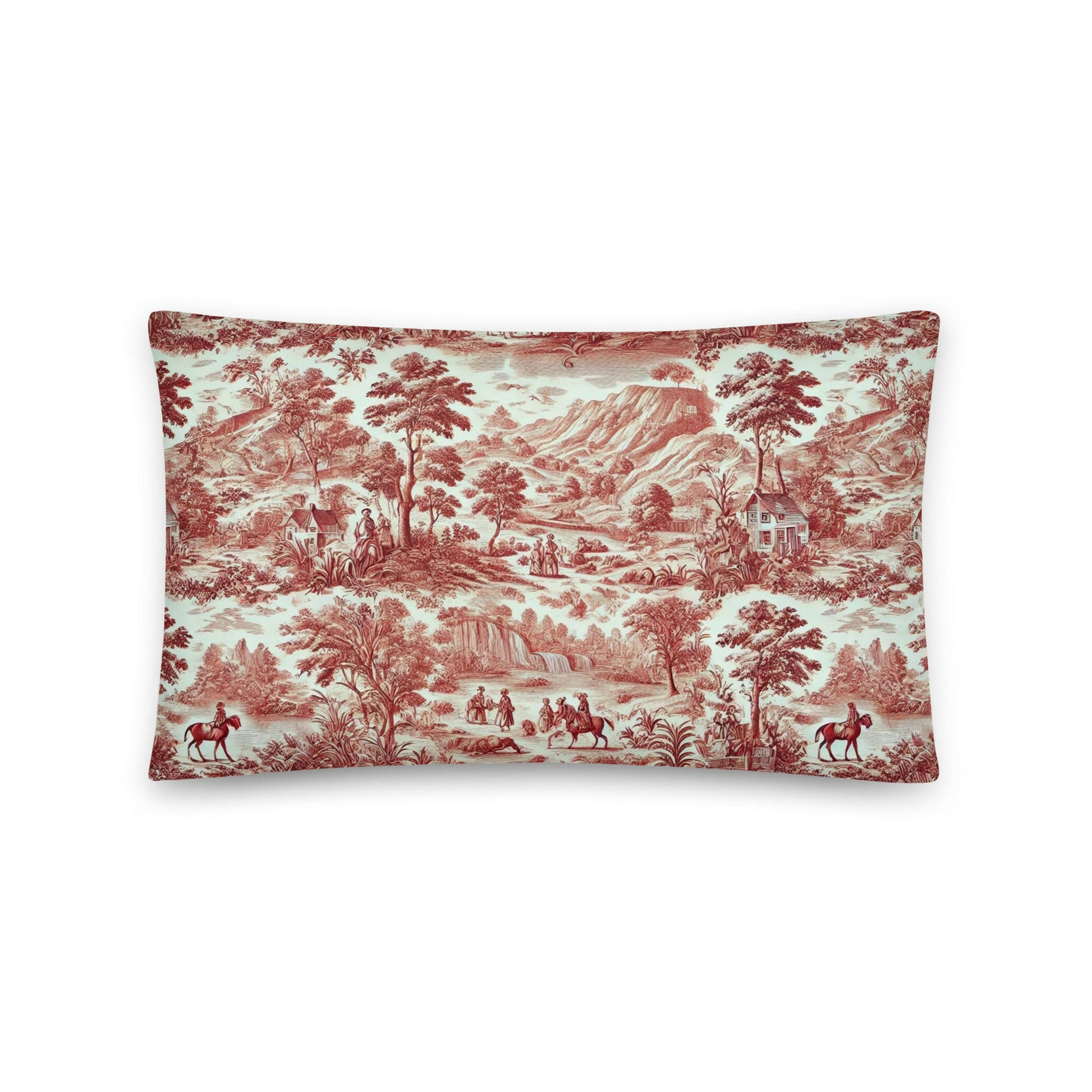 coussin toile de jouy rouge