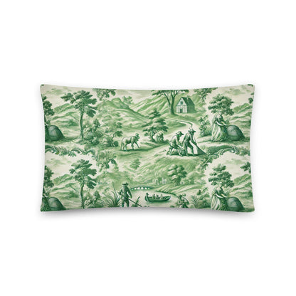 coussin toile de jouy vert