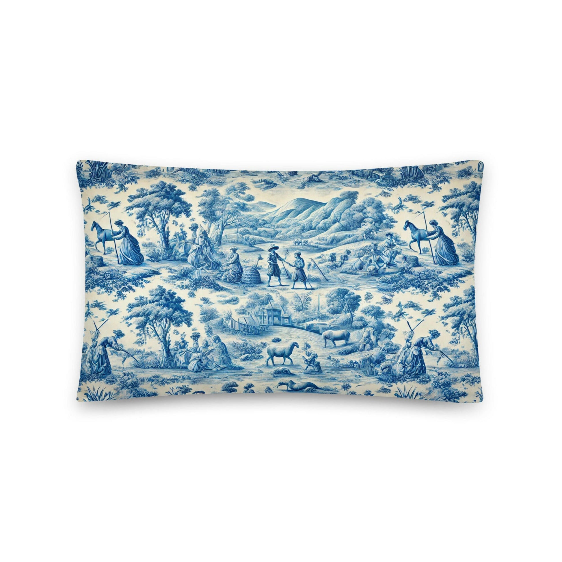 coussin toile de jouy bleu