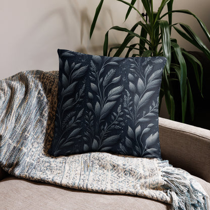 coussin feuille bleu