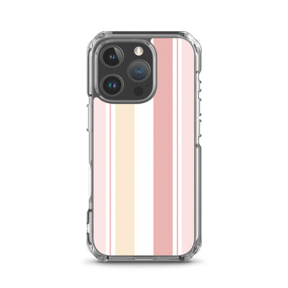 coque iphone rayure rose et creme