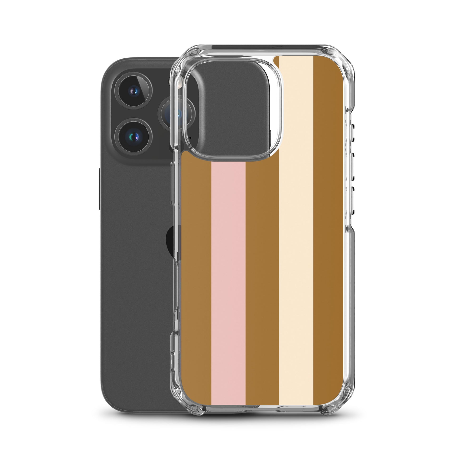 coque iphone rayure brun et beige