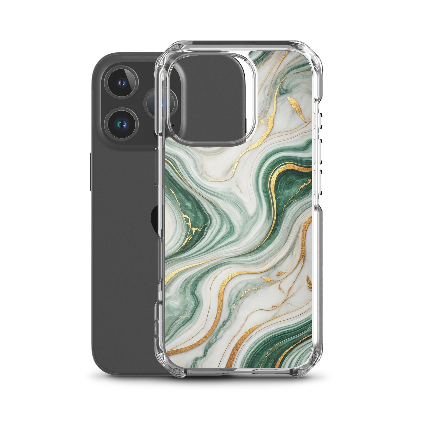 coque iphone marbre vert et dore