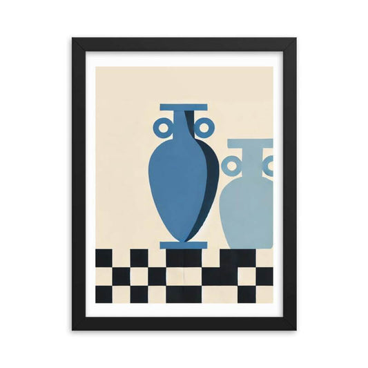 poster cadre noir vase antique bleu fond beige