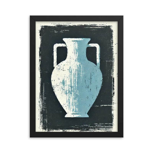 Poster encadré vase antique bleu