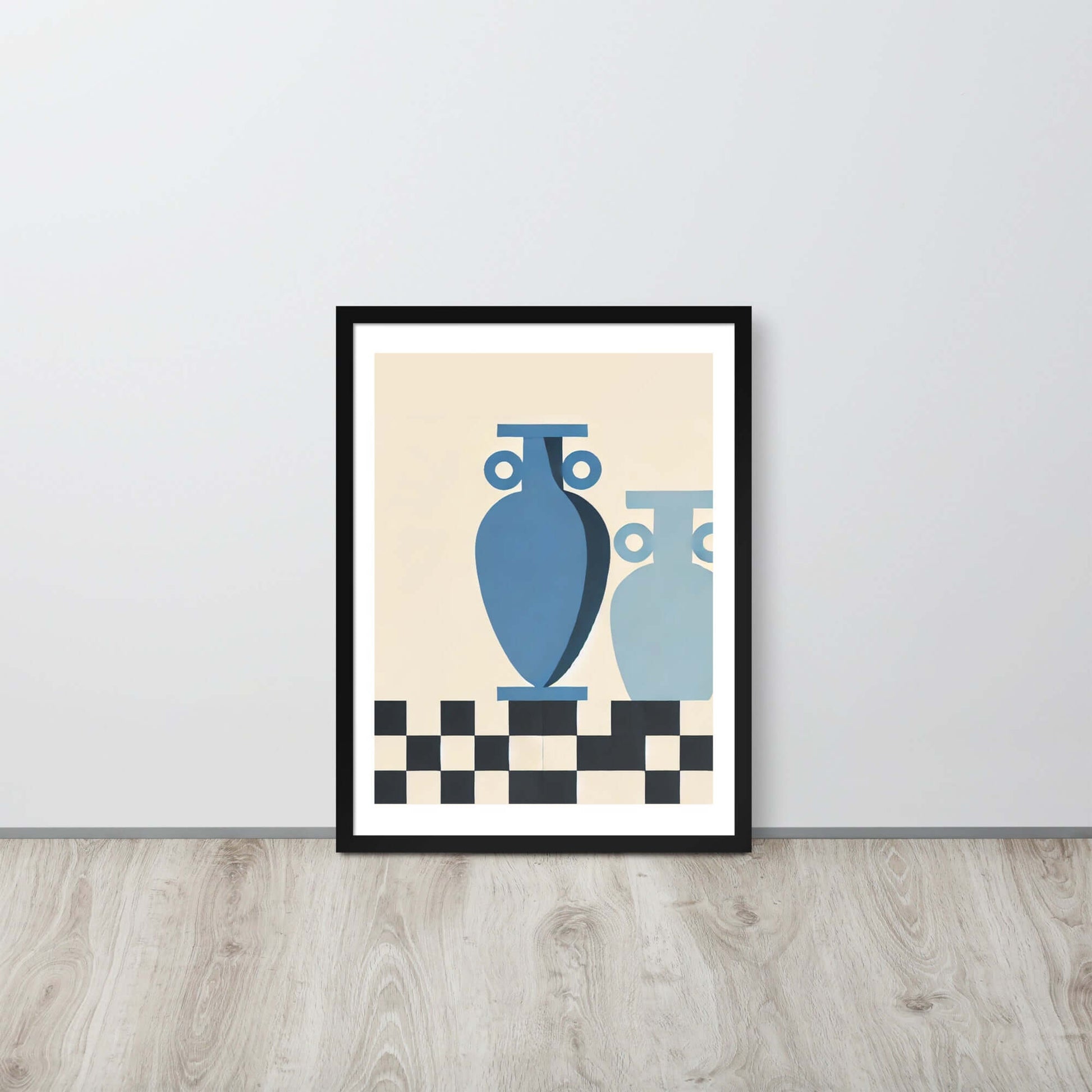 intérieur poster vase antique bleu fond beige