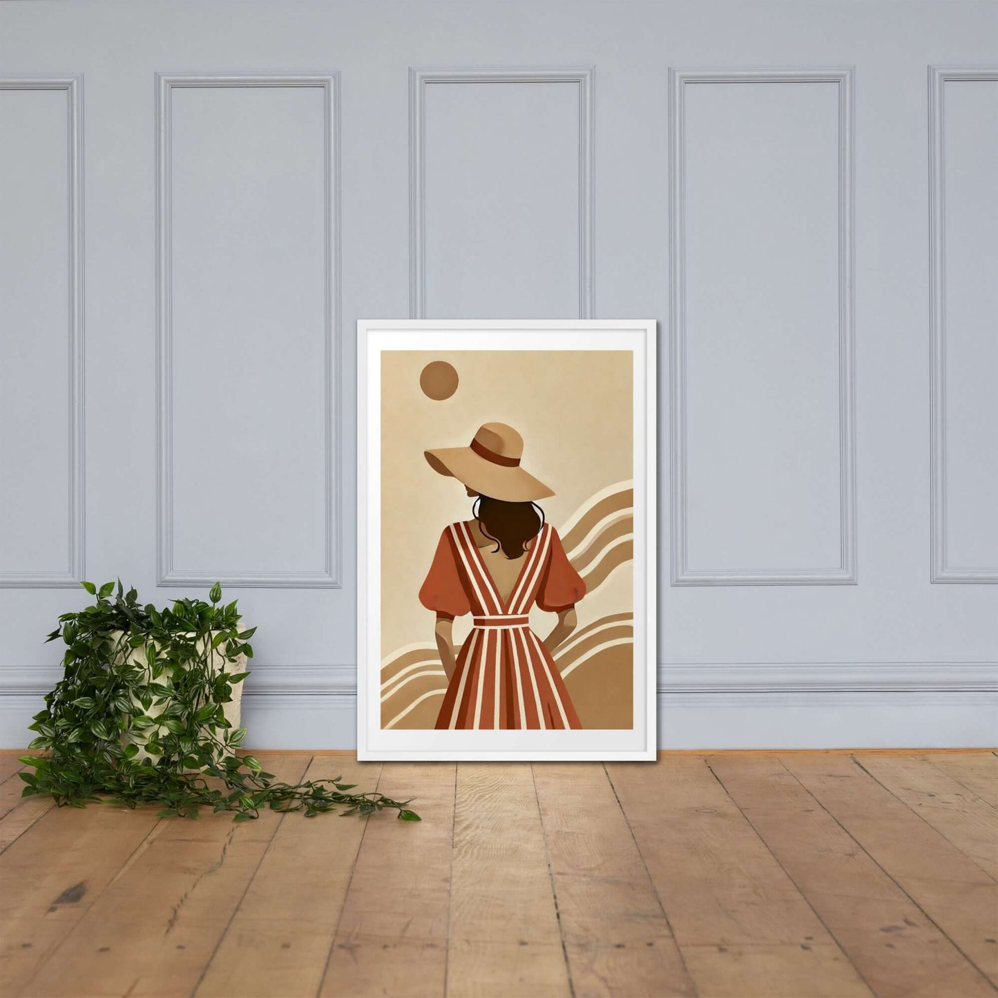 poster cadre blanc femme au soleil