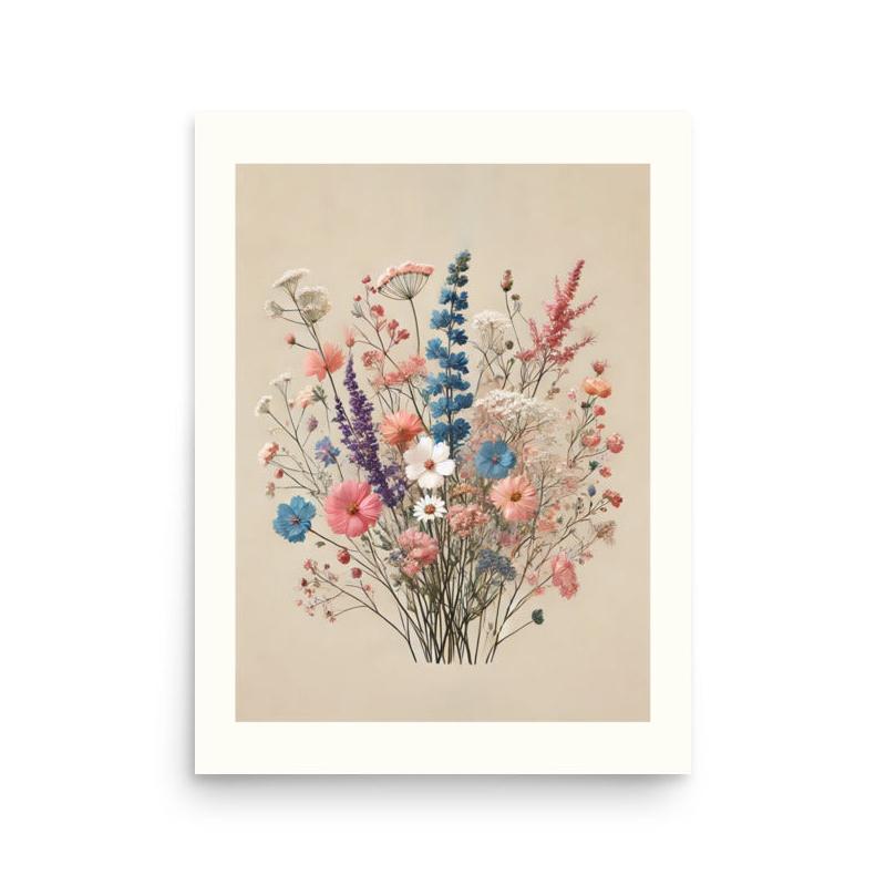 affiche florale ton pastel