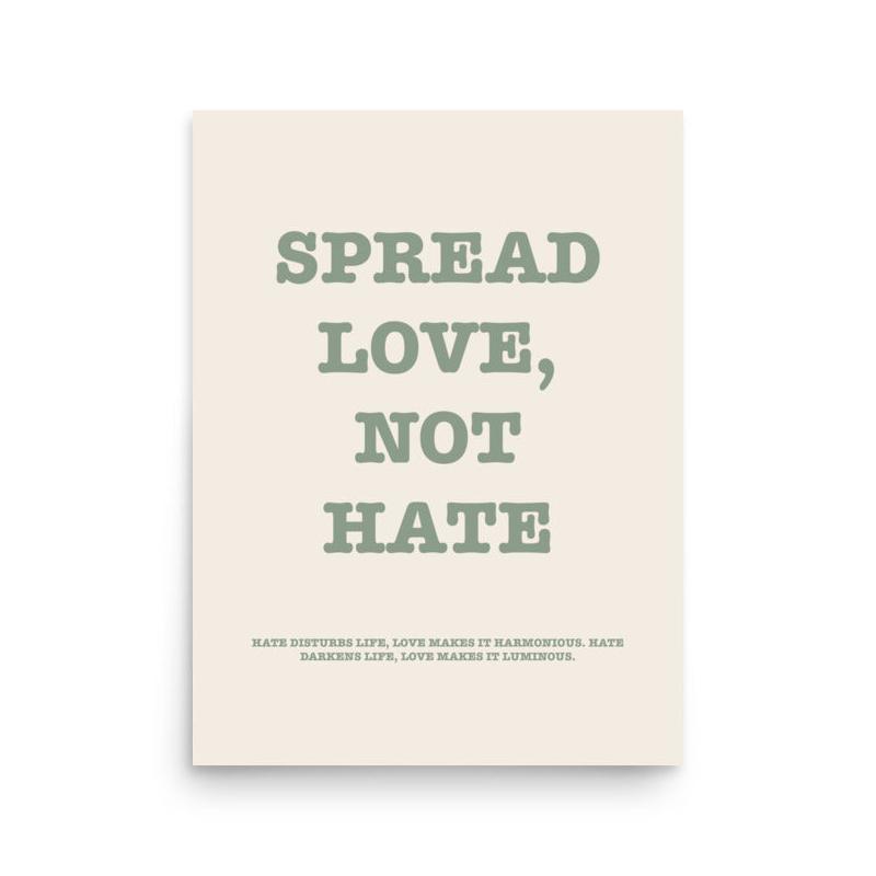 poster love ecriture verte fond beige