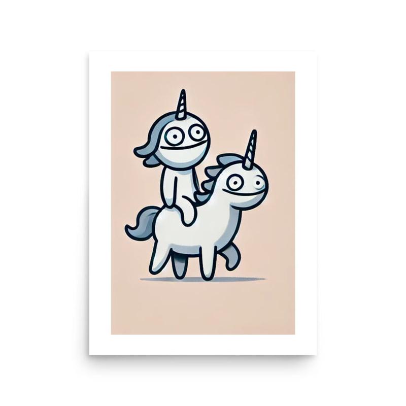 poster licorne fond rose