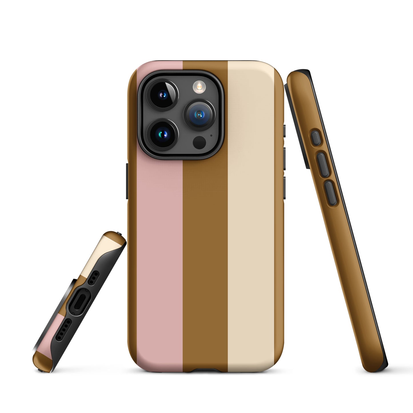 coque iphone rayure brun et beige