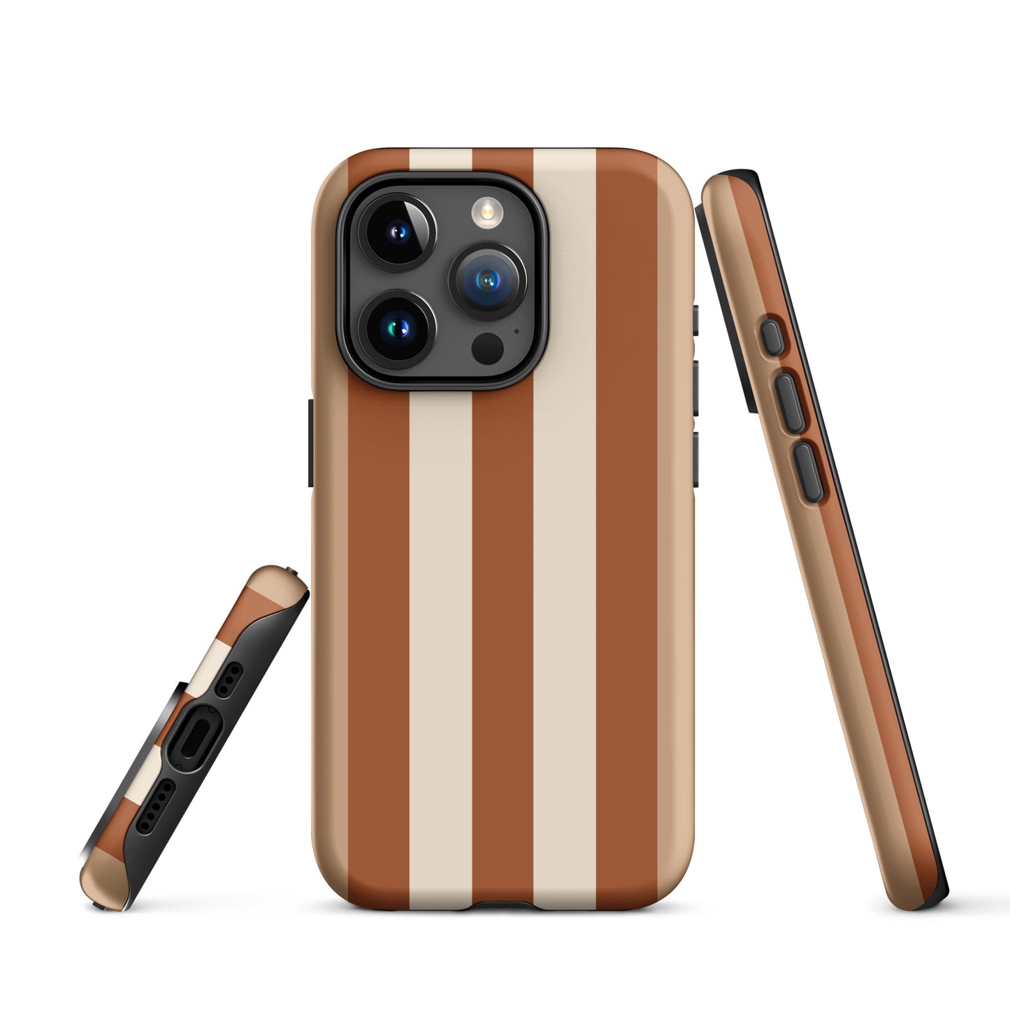 coque iphone rayure terracota et beige