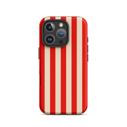 coque iphone rayure rouge et beige