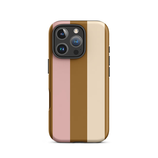 coque iphone rayure brun et beige