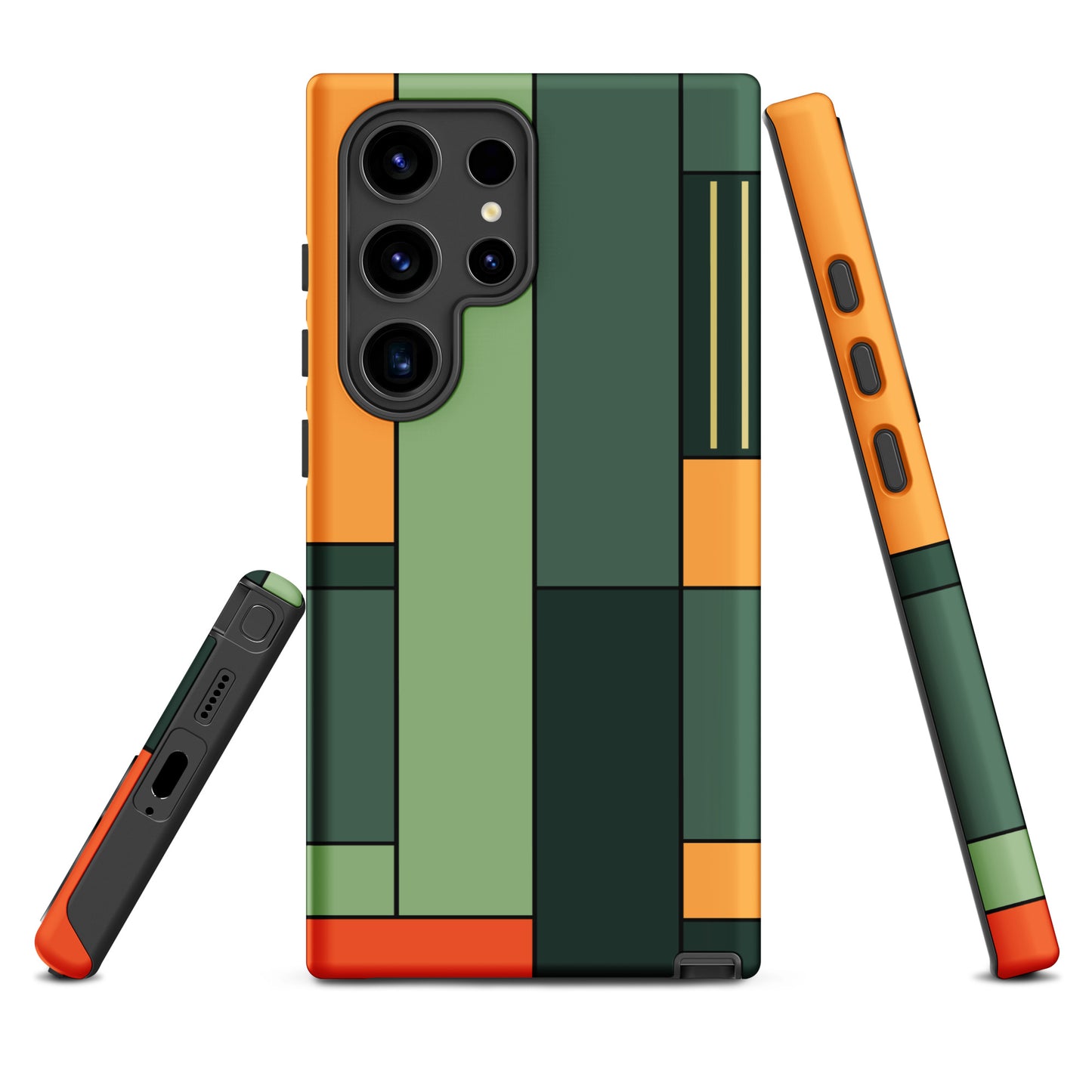 coque samsung vert orange et jaune